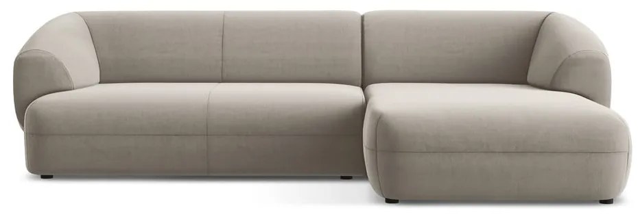 Béžová zamatová rohová pohovka (pravý roh) Moana – Makamii