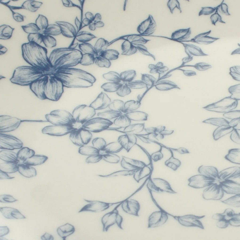 Súprava 6 plytkých tanierov Nežné kvety 26 cm, modrá