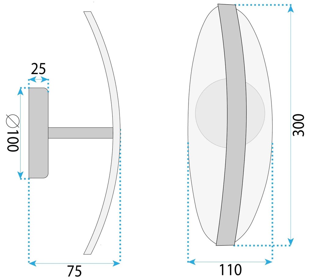 Toolight Toolight, LED nástenné svietidlo 8W, 4000K, 1000lm, G130-W, zlatá, OSW-02604