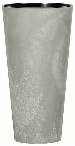 Kvetináč TUBUS SLIM BETON EFFECT s vložkou 30 cm,sivý, 30 cm