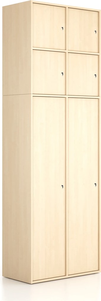 Nadstavba pre skrine FRAME, 4x dvere, 872 x 450 x 854 mm, cylindrický zámok, breza