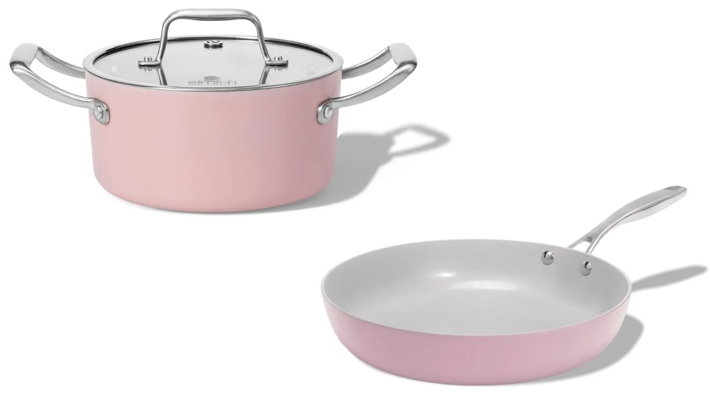 Elmich Sada keramického riadu Vital 2 ks, 1 hrniec a 1 panvica - ružová