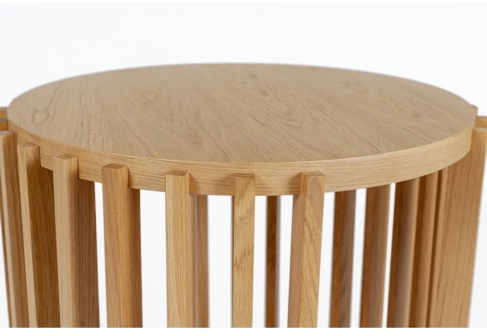 Odkladací stolík z dubového dreva Woodman Drum, ø 53 cm