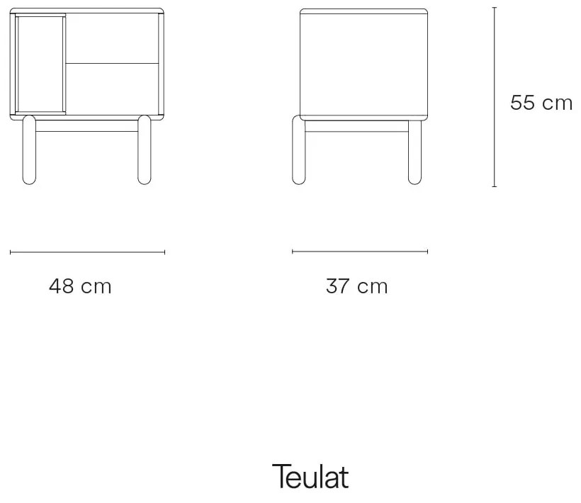 Tmavosivý nočný stolík Corvo - Teulat