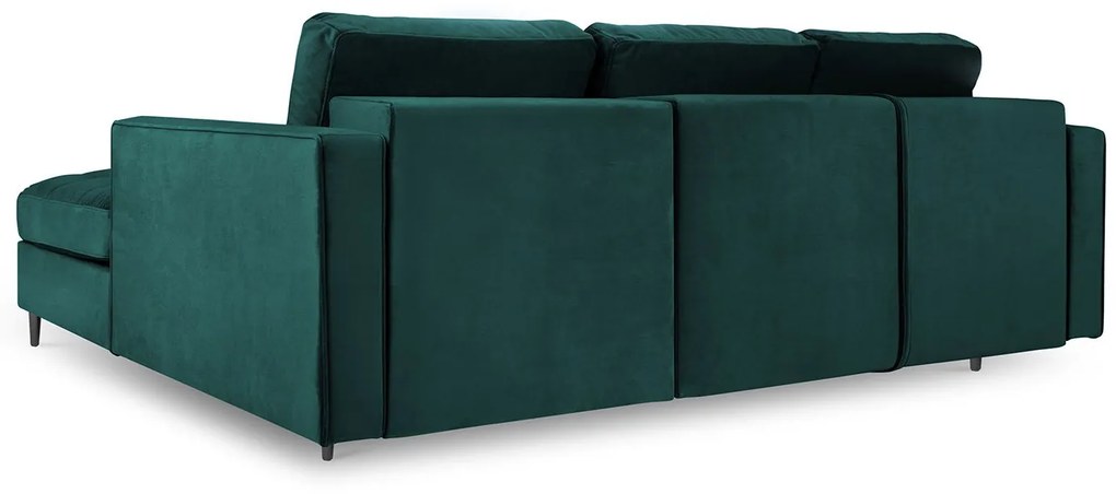 Rozkladacia zamatová pohovka s úložným priestorom Romeo pravý roh 240 × 175 × 96 cm