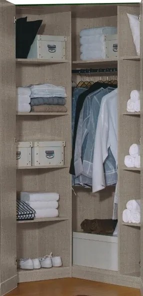 Rohová šatníková skriňa Case, dub sonoma