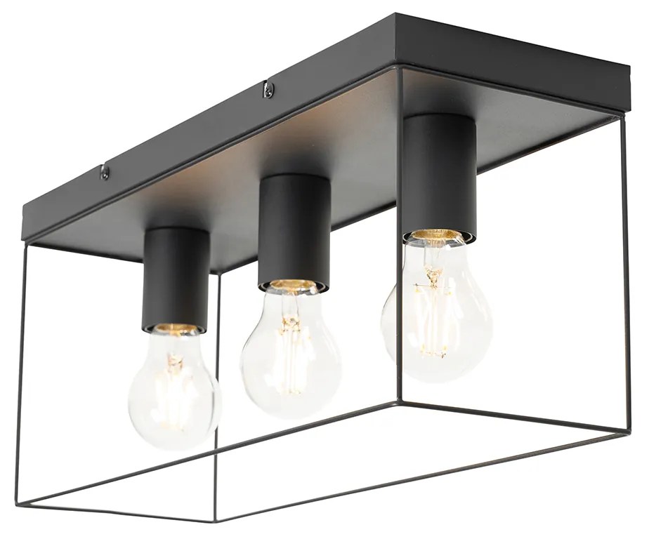 Minimalistické stropné svietidlo čierne 3-svetlo - Kodi