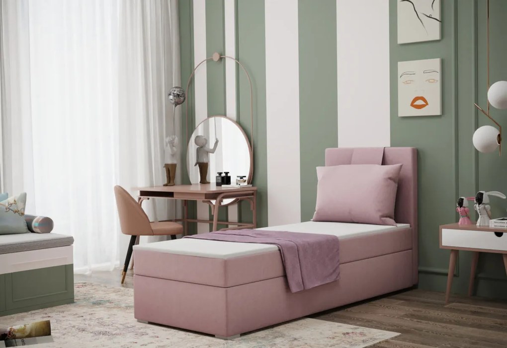 Čalúnená posteľ boxspring MIRANDA + vrchný matrac - soro 90 / pravá / 100x200
