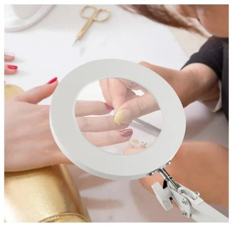 Extol - LED Stmievateľná stolná lampa s lupou LED/8W/5V 2900/4500/7500K biela