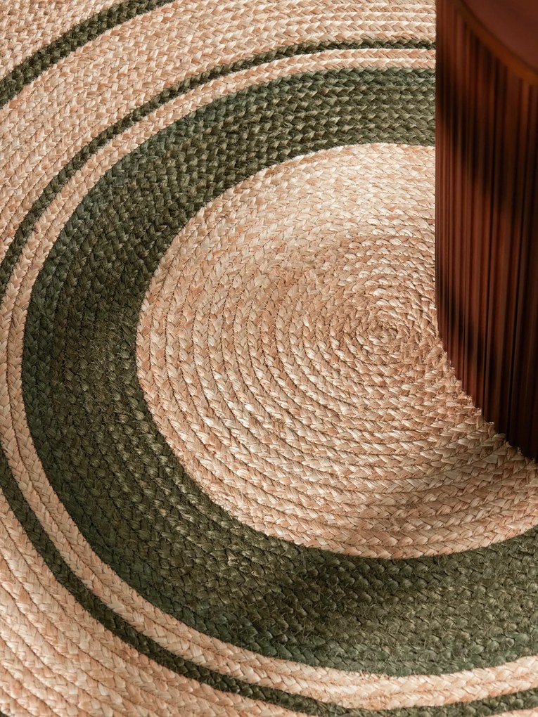 Hanse Home, Kusový koberec Jute Braided 106330 Natural Green kruh, 150x150 (priemer) kruh, zelená, chodba / predsieň