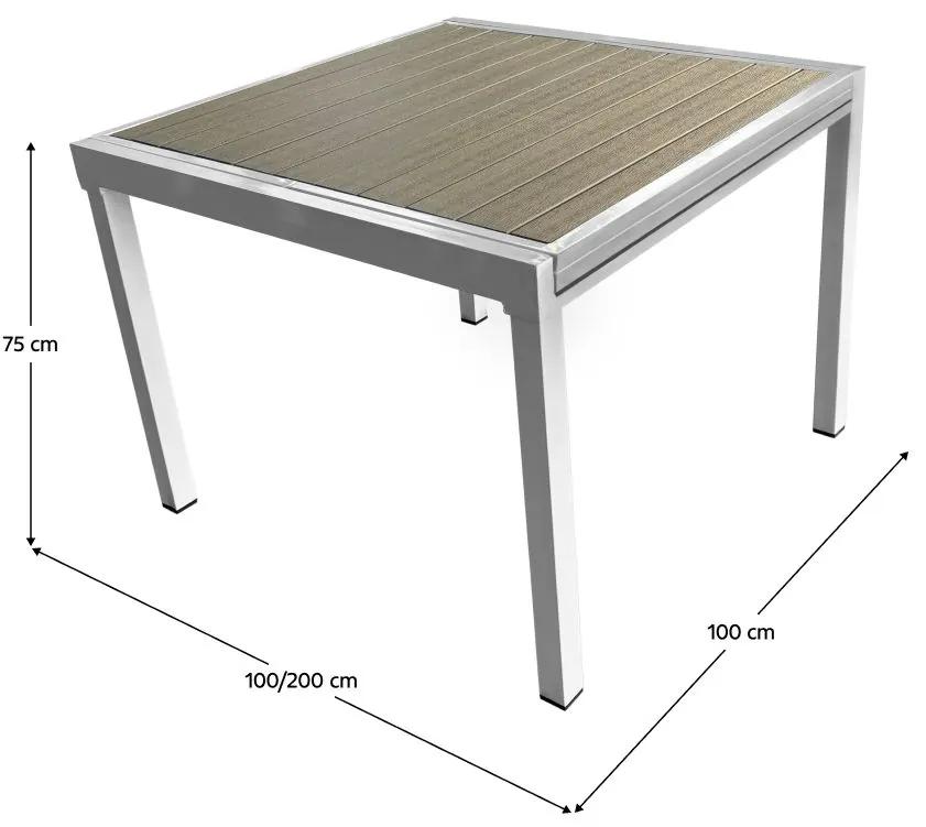 Rozkladací záhradný stôl DARIO (biela oceľ + sivá) (pre 4-8 osôb). Vlastná spoľahlivá doprava až k Vám domov. 1091738