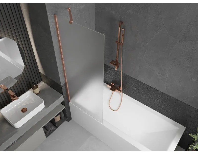 Mexen Next, 1-krídlová vaňová zástena 70 x 150 cm, 6mm sklo námraza, medená matná, 895-070-000-00-30-65