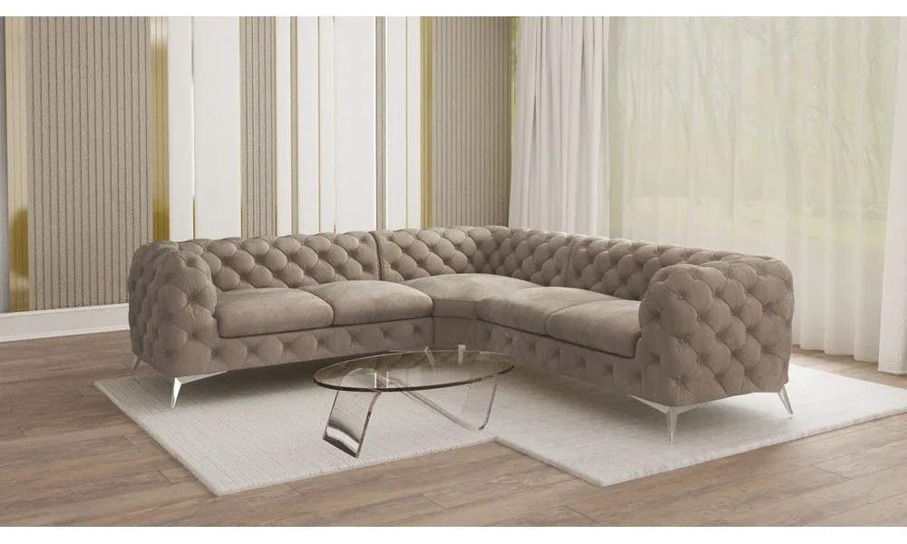 Sivobéžová zamatová rohová pohovka Chelsea – Ropez