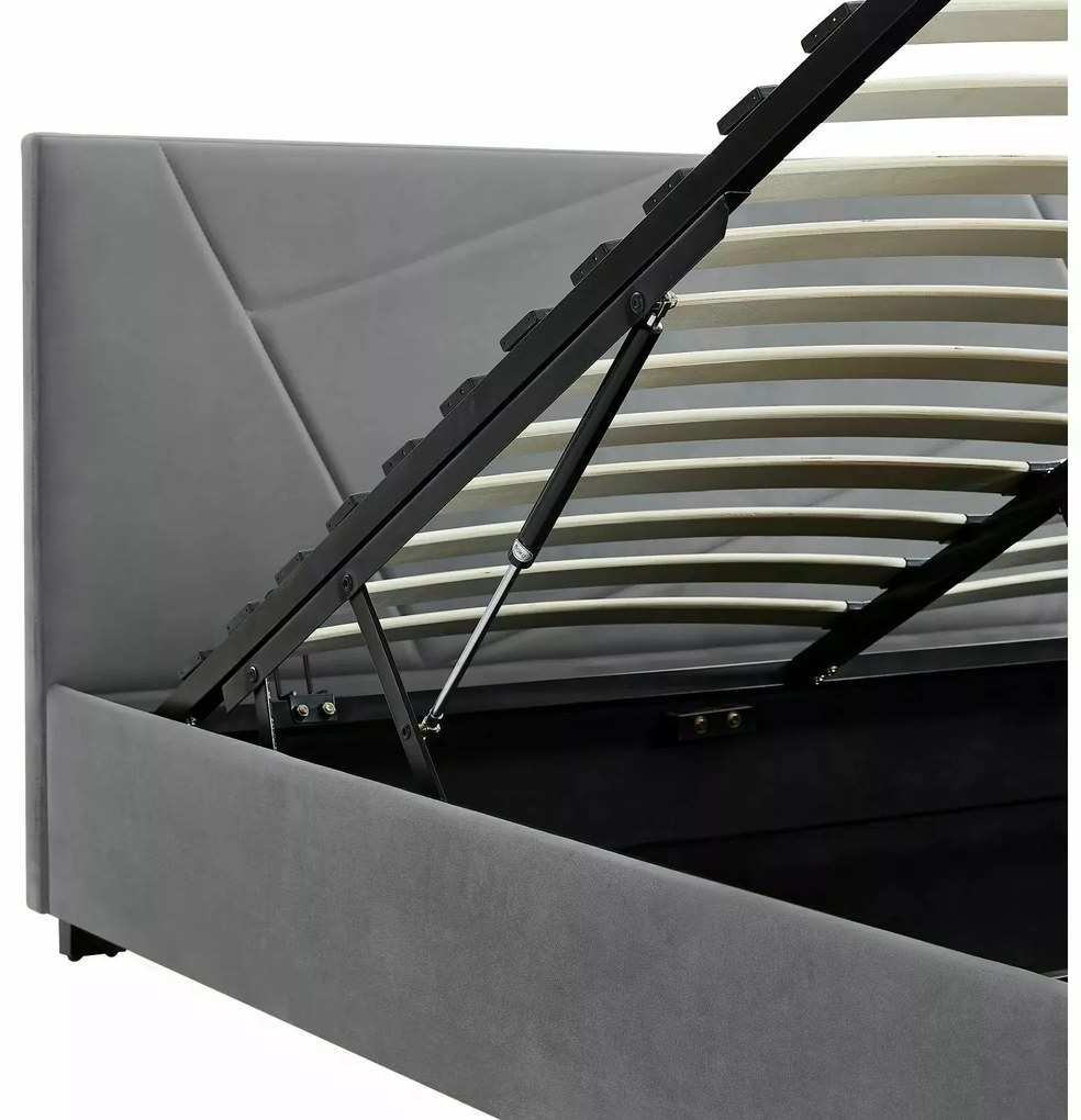 Dvojlôžková čalúnená posteľ Columbia Velvet 140x200 s úložným priestorom sivá