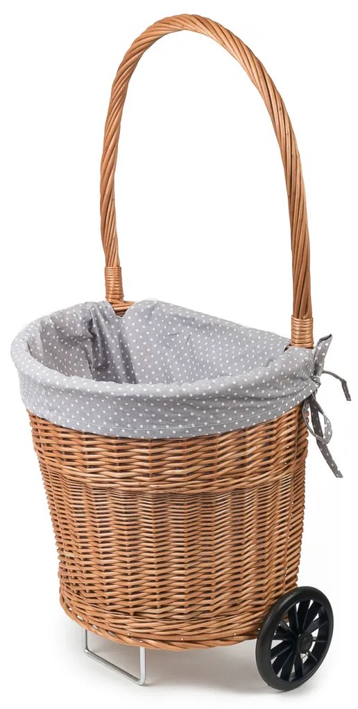 Kôš prútený nákupný na kolieskach Madam IV.š. 45 x hl. 40 x výška koše 48 / výška s rukojeti 90(cm)