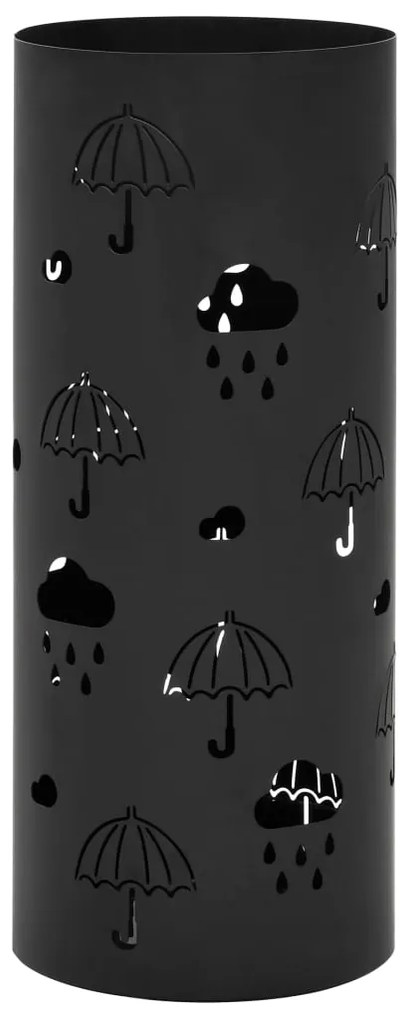 vidaXL Oceľový držiak na dáždniky, motív dáždnikov čierny