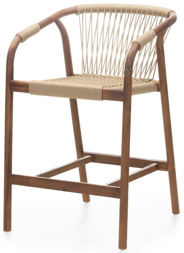 Zahradní barová židle Rovigo z masivu akáciové dřevo hnědá/béžová