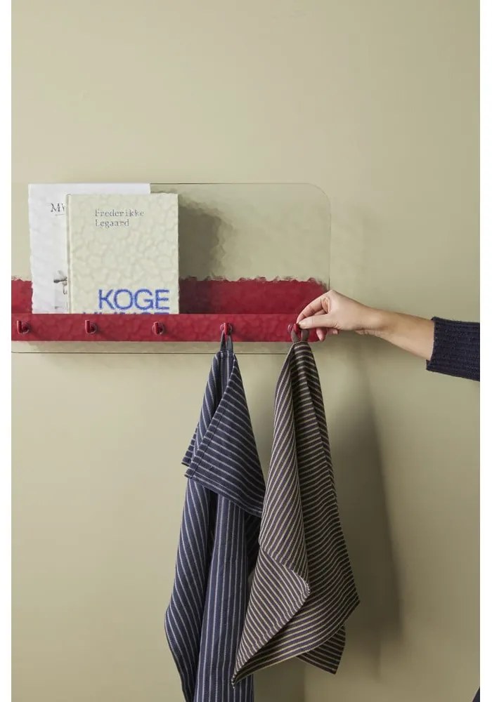 Červený kovový nástenný vešiak s poličkou Shack - Hübsch