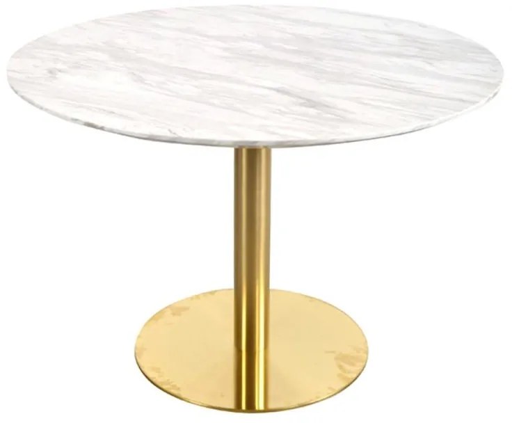 Okrúhly jedálenský stôl Kane 110 cm imitácia mramoru / mosadz