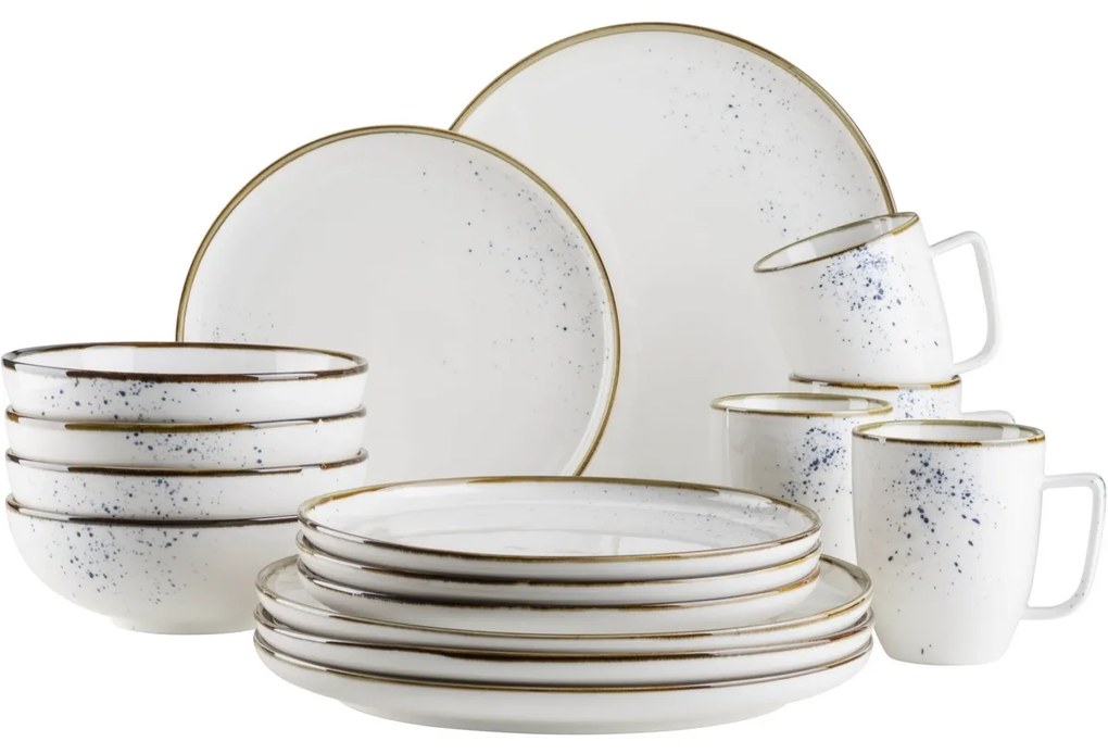 Mäser 16-dielna súprava riadu Pintar White modré bodky