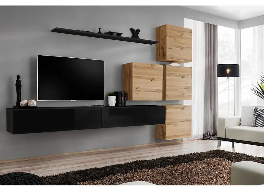 Obývacia stena Switch IX Čierna/Wotan