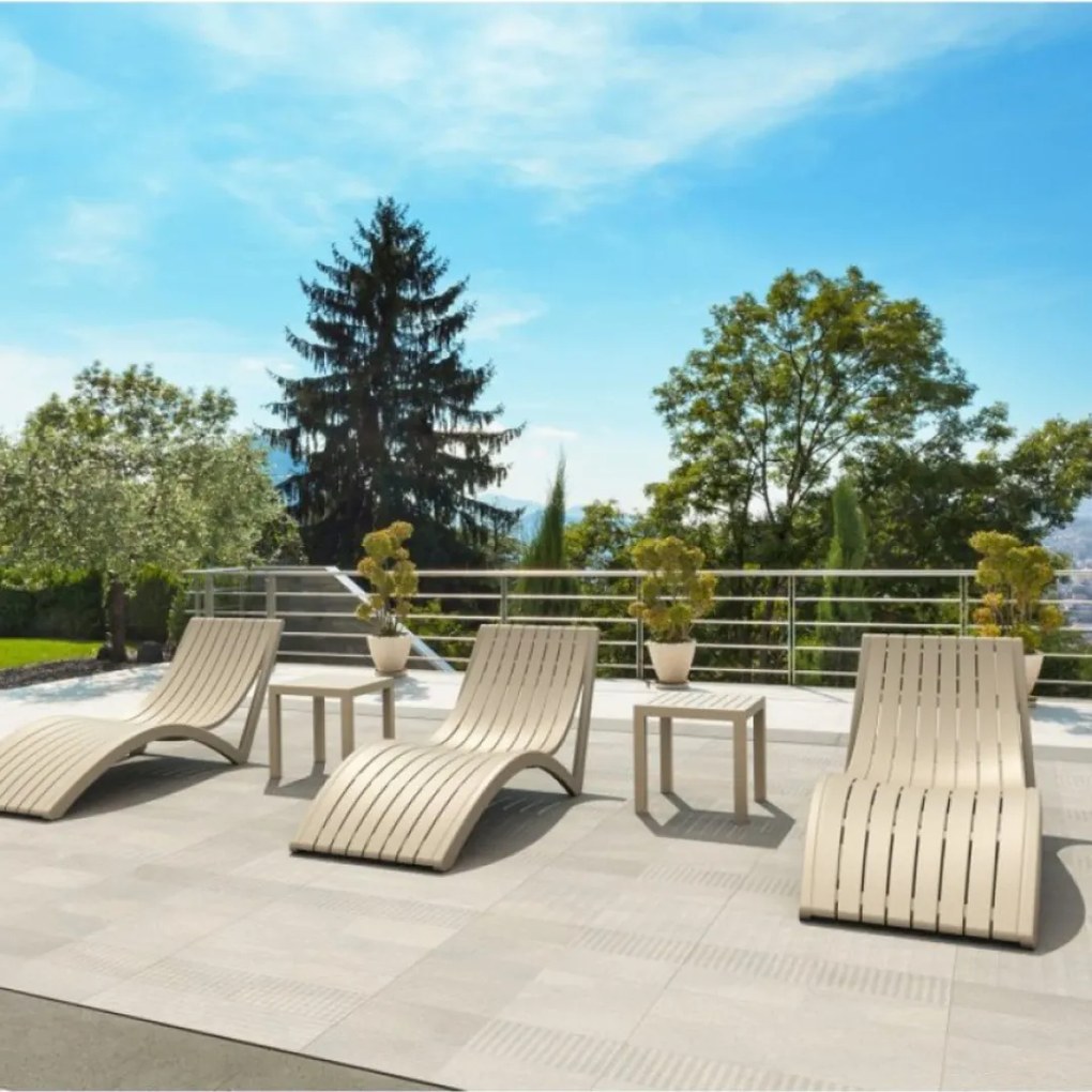 SLIM záhradné lehátko taupe