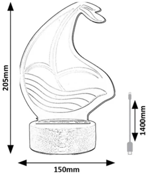 Rabalux 76001 - LED Detská stolná lampička AKALI LED/2W/5V 3000K loď buk