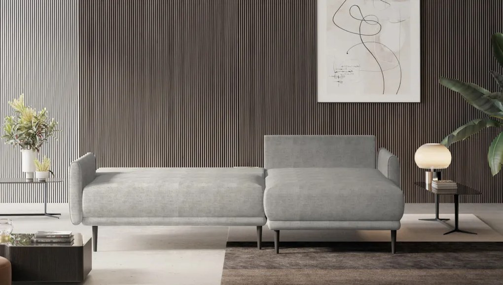 Rohová sedačka Soho, svetlo šedá štruktúrovaná látka, pravý roh