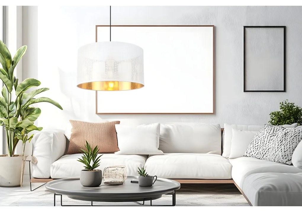 Závesné svietidlo Asti0, 1x biele PVC tienidlo, (fi 35cm), g, b