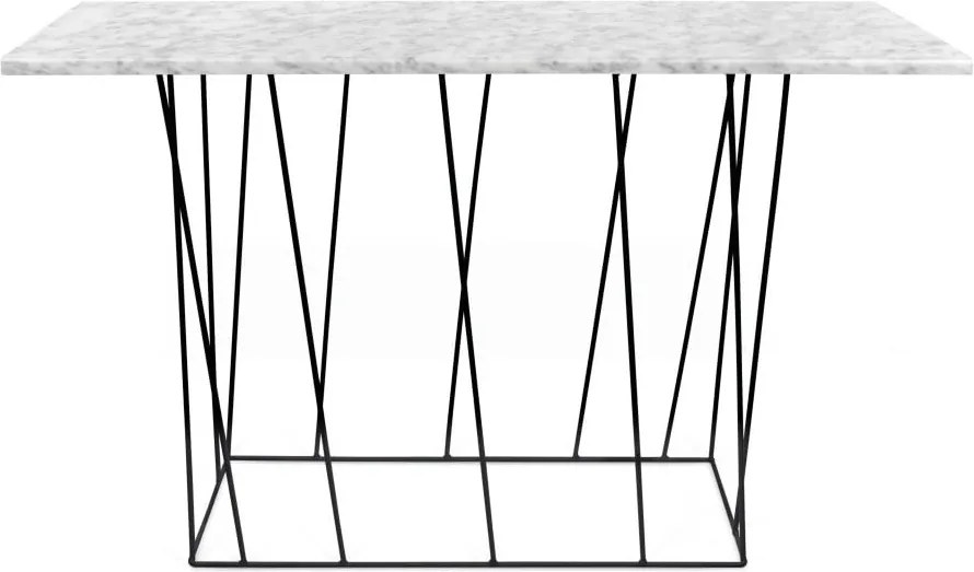 Biely mramorový konzolový stolík s čiernymi nohami TemaHome Heli×