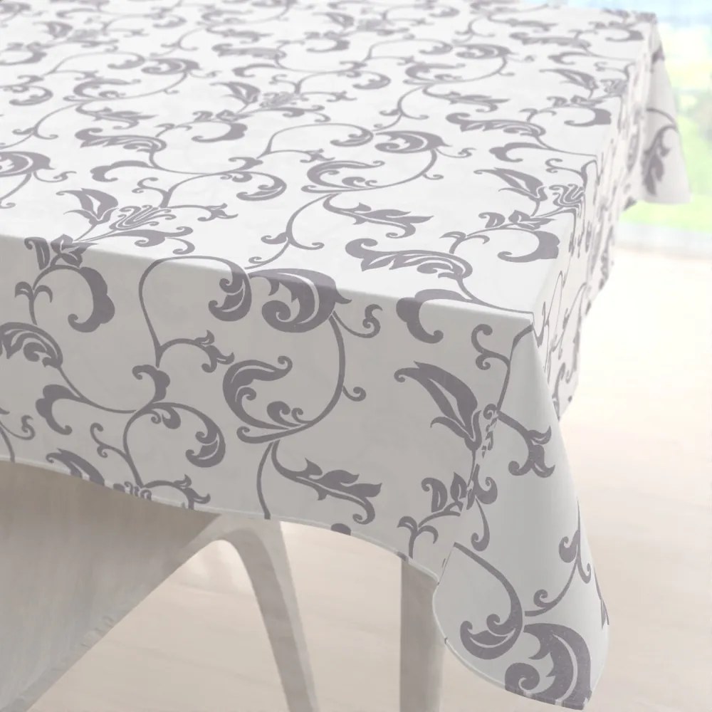 Biante Bavlnený štvorcový obrus Sandra SA-184 Sivé kvetované ornamenty na bielom 80x80 cm