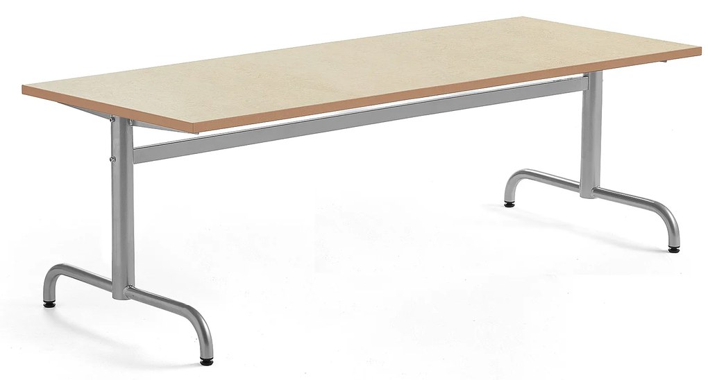 Stôl PLURAL, 1800x700x600 mm, linoleum - béžová, strieborná