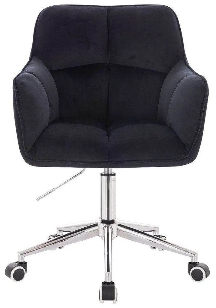 LuxuryForm DESIGN Kreslo AMALFI VELUR na striebornej podstave s kolieskami - čierne