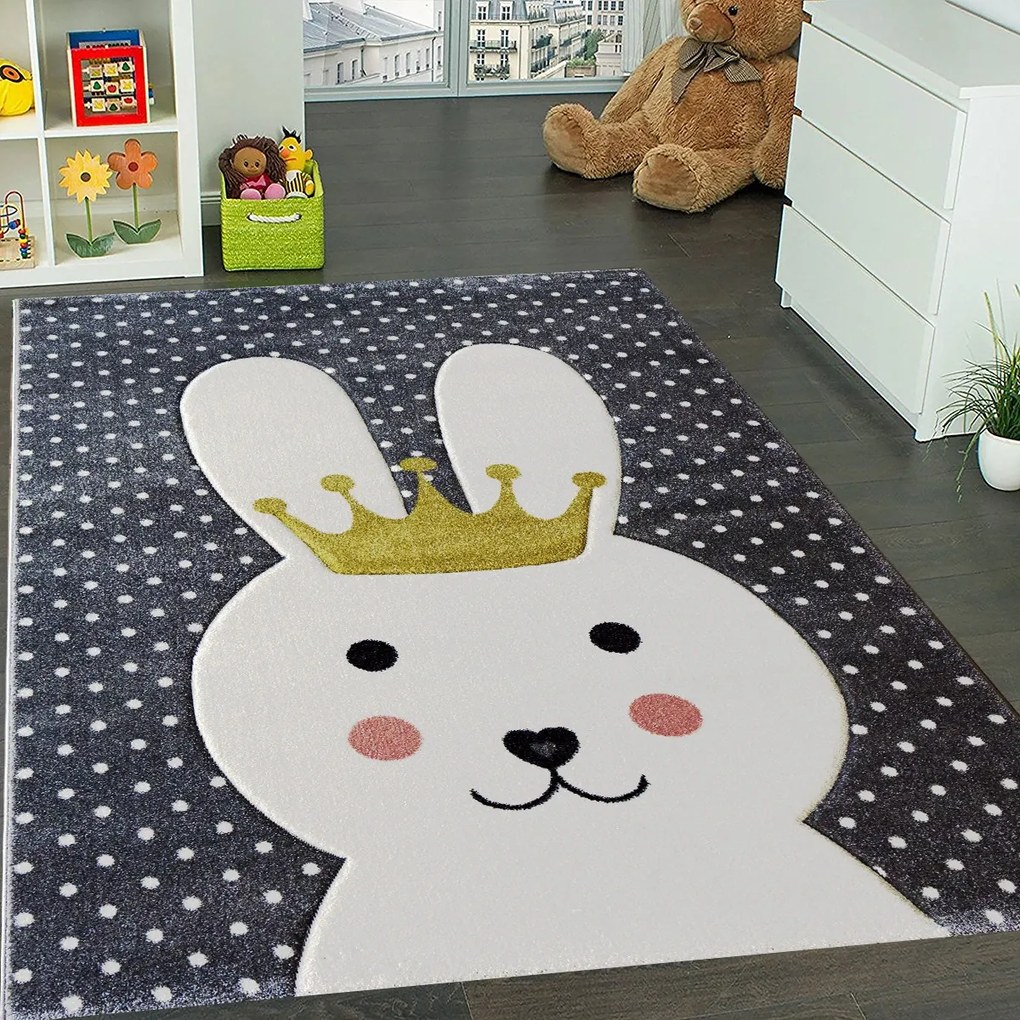BE Koberec Smart Kids 22414 GREY – sivý obdĺžnikový Rozmer: 120x180 cm
