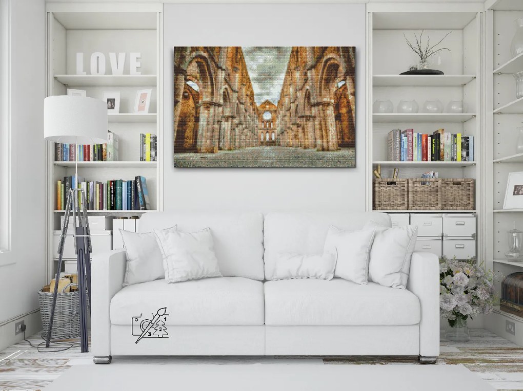 Gario Diamantové maľovanie San Galgano, Toskánsko Rozmery: 60 x 40 cm, Rámovanie: Iba zrolované plátno, Diamanty: Okrúhle