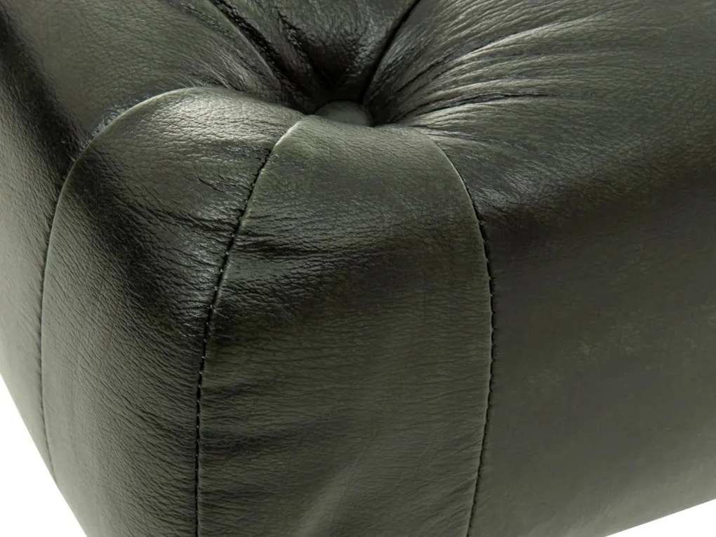 furniture-nabytek.cz - Masívna taburetka Chesterfield Pittsfield z pravej kože, zelená – 60×45×42 cm