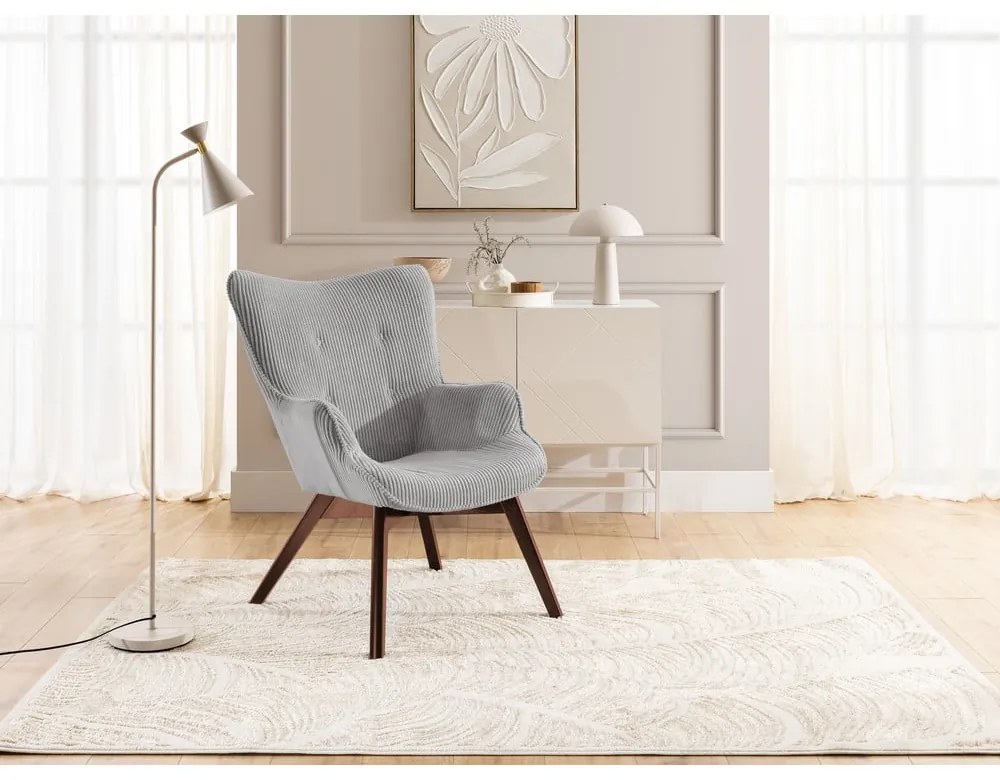 Sivé menčestrové kreslo Niko – Ropez