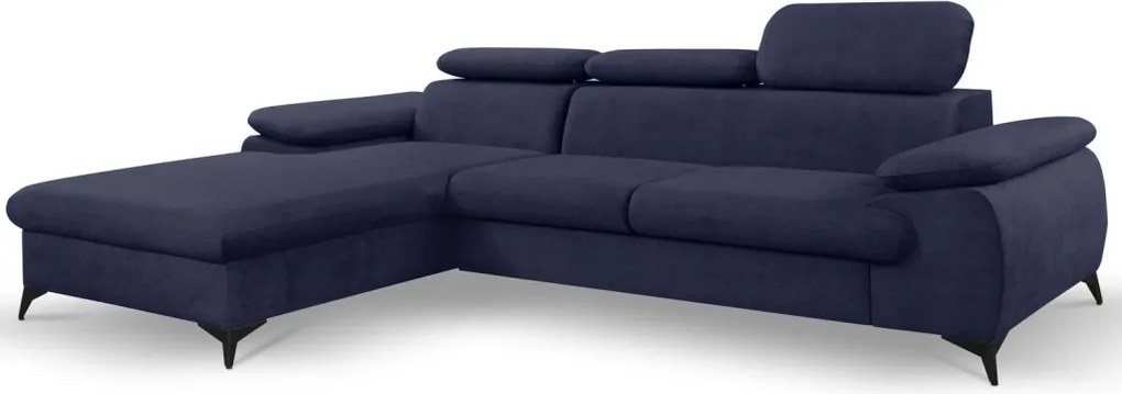 Rohová sedacia súprava Scala, tmavo modrá látka, ľavý roh
