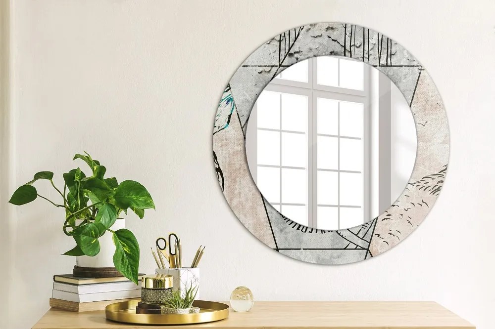 Okrúhle dekoračné zrkadlo s motívom Zima fi 50 cm