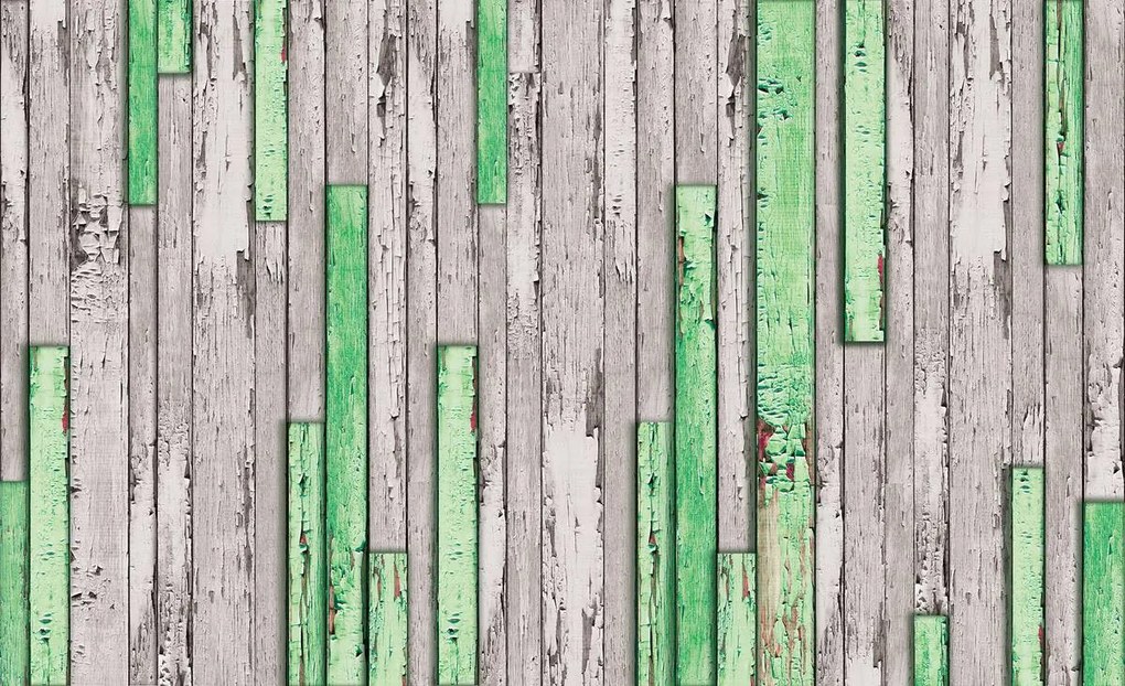 Fototapeta - Šedá a zelená potrhaná doska (152,5x104 cm)