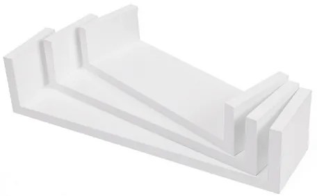 Sada 3 ks nástenných políc SHELFY, biela