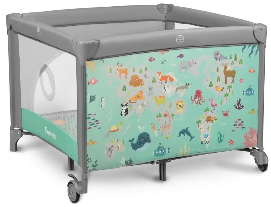 Lionelo - Hracia ohrádka MILLE sivá/zelená