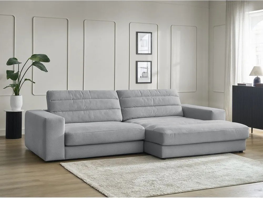 Svetlosivá zamatová rohová pohovka (pravý roh/s leňoškou) Sierra – Bobochic Paris