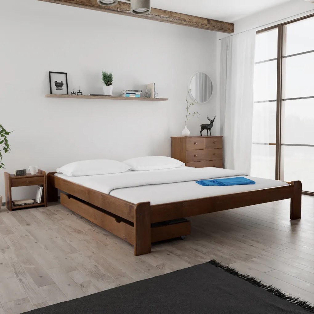 Posteľ Ada 180 x 200 cm, dub Rošt: S lamelovým roštom, Matrac: Matrac COCO MAXI 20 cm