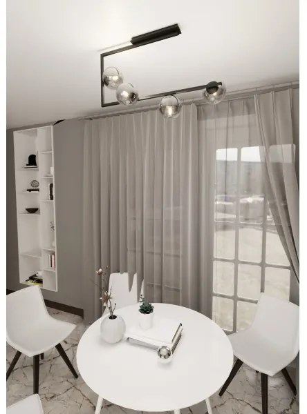 Luster na tyči SOMA 4xE14/10W/230V čierna/šedá