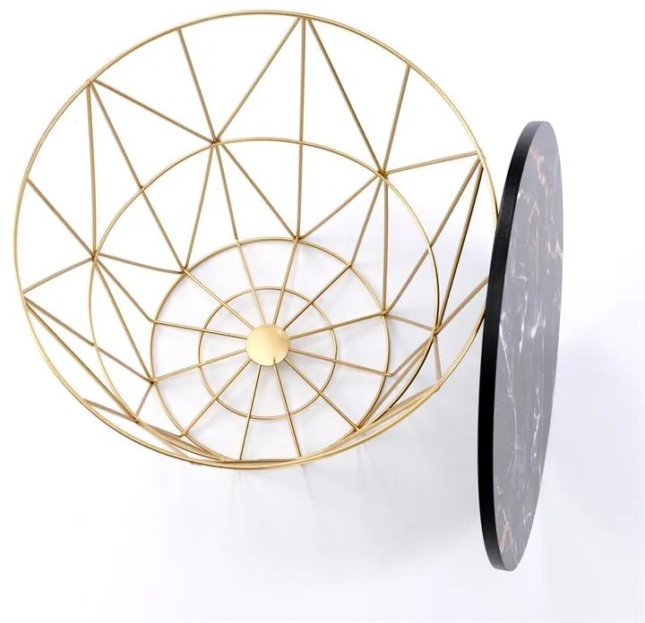 KONFERENČNÝ STOLÍK MANUEL ČIERNY MRAMOR / ZLATÝ