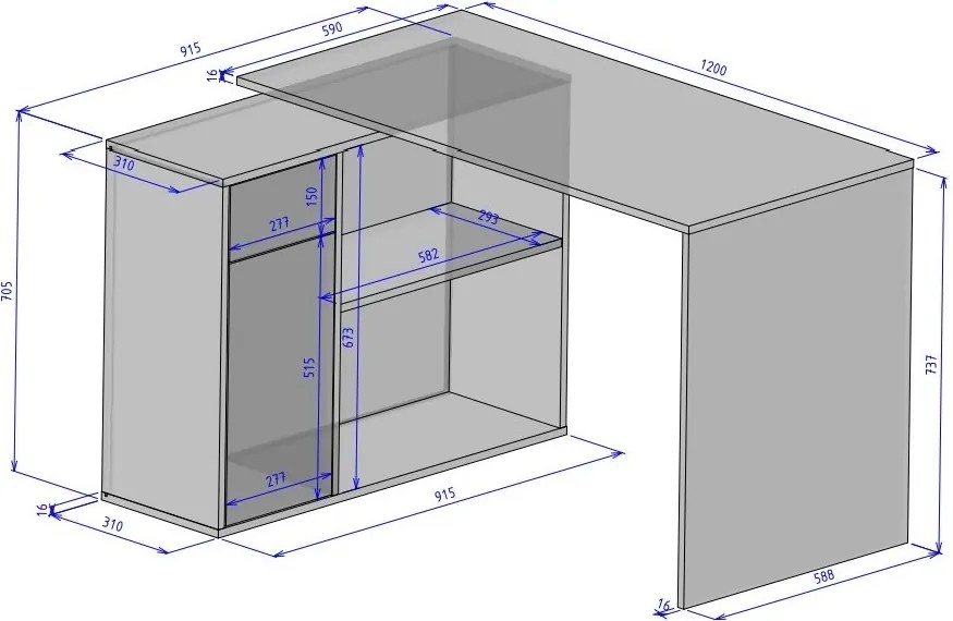 ROHOVÝ PISACÍ STÔL TITO SONOMA