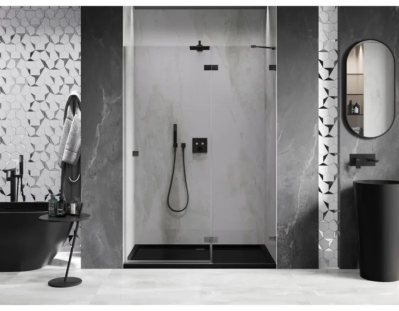 Mexen, Mexen Lunar pravé otočné sprchové dvere 135 cm, priehľadné, pištoľovo šedé kartáčované - 834-135-000-66-00-P