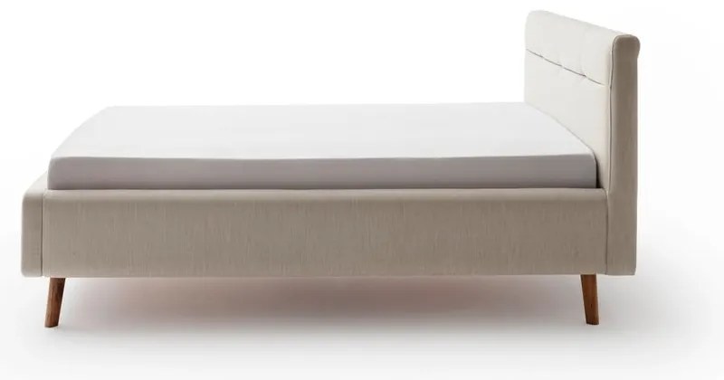 Béžová čalúnená dvojlôžková posteľ s úložným priestorom s roštom 140x200 cm Lotte – Meise Möbel