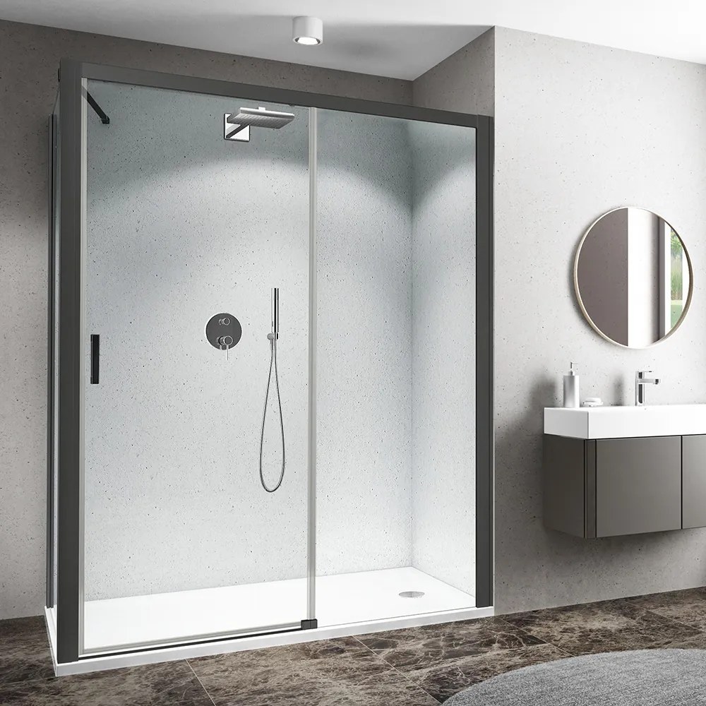 Roth Obdĺžnikový sprchový kút CI D2L(R)+CI FXP, čierny elox - bez vaničky ROTH-Variant: dvere: 150 cm, bočná stena: 70 cm - (CI D2L/1500_CI FXP/700_c…